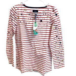 Joules Metallic Stars and Stripes Harbor Print Top NWT sz 6